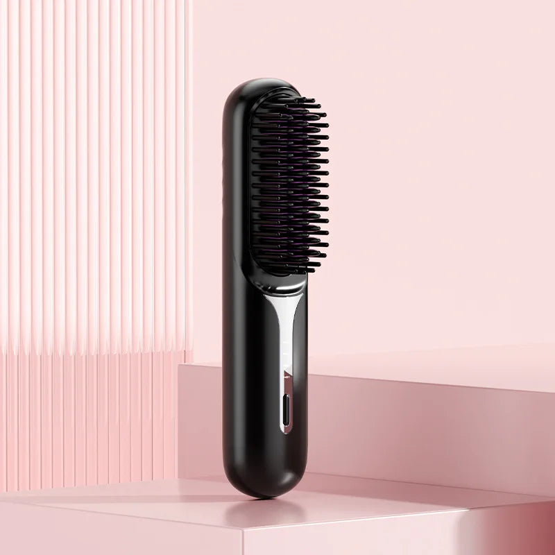 Wet Dry Hair Straightener Portable Hair Comb Cordless Hair Straightener Brush with Fast Heating Negative Ions for Fluffy Curly
