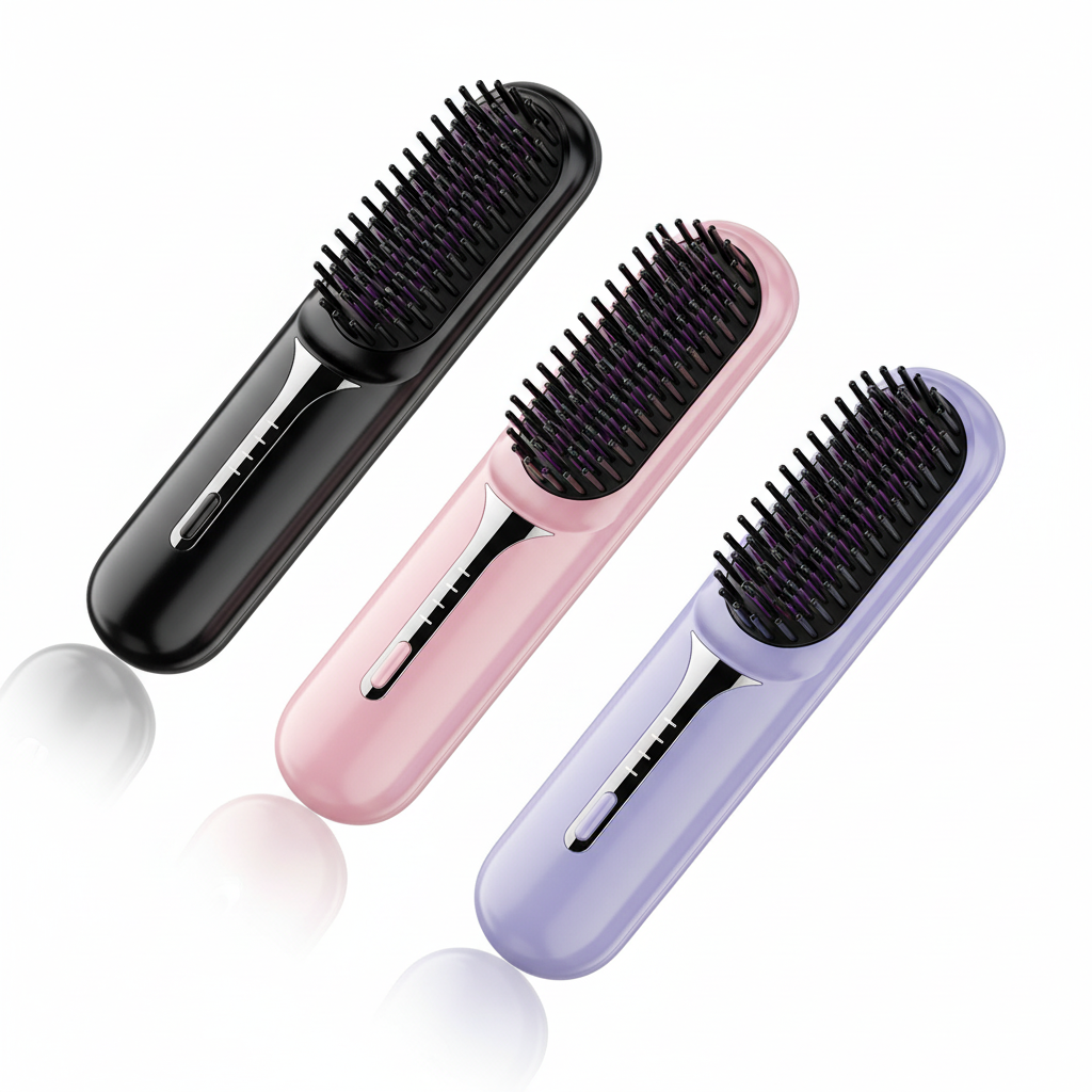 Wet Dry Hair Straightener Portable Hair Comb Cordless Hair Straightener Brush with Fast Heating Negative Ions for Fluffy Curly